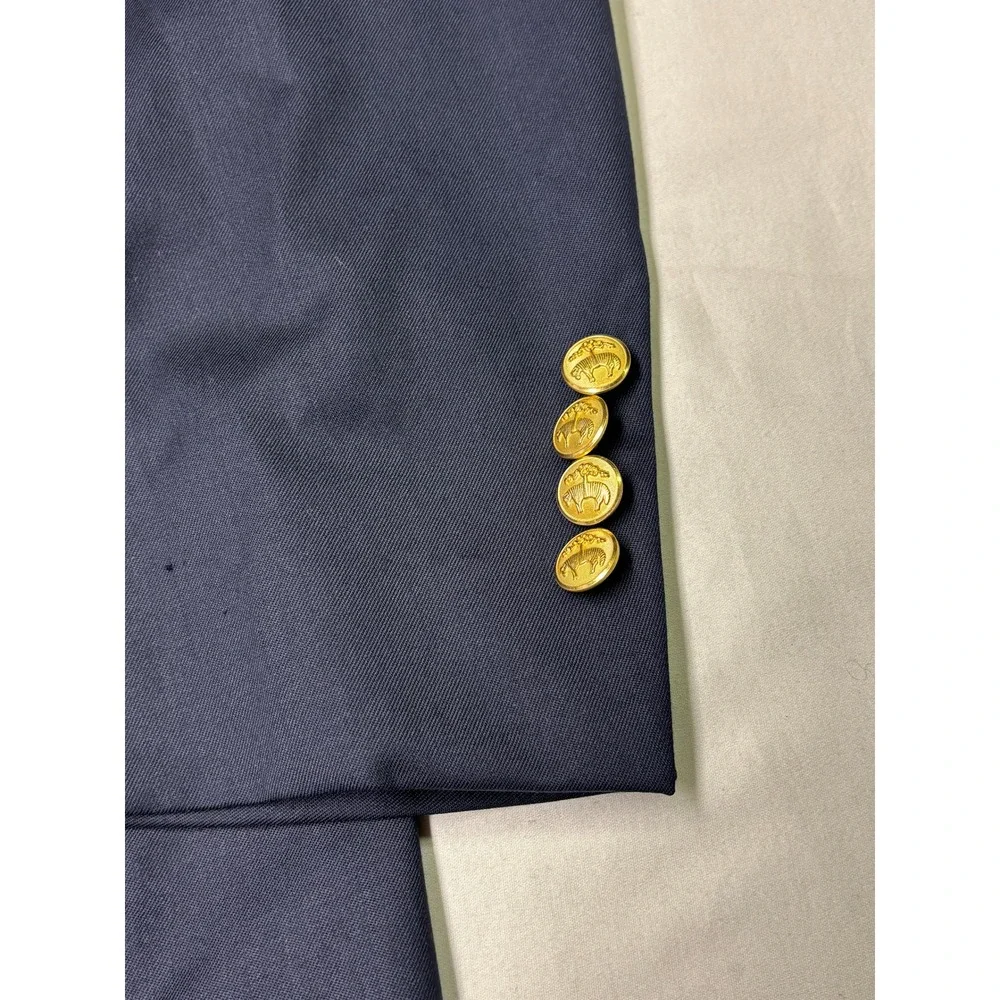 Brooks Brothers Mens 50L Navy Blue Wool Blazer‎ Gold Crest Buttons Made in USA